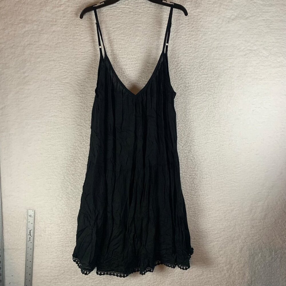 Raviya Womens Black Sleeveless Lace Hem Rayon Swimsuit Cover Up Dress Size S NWT